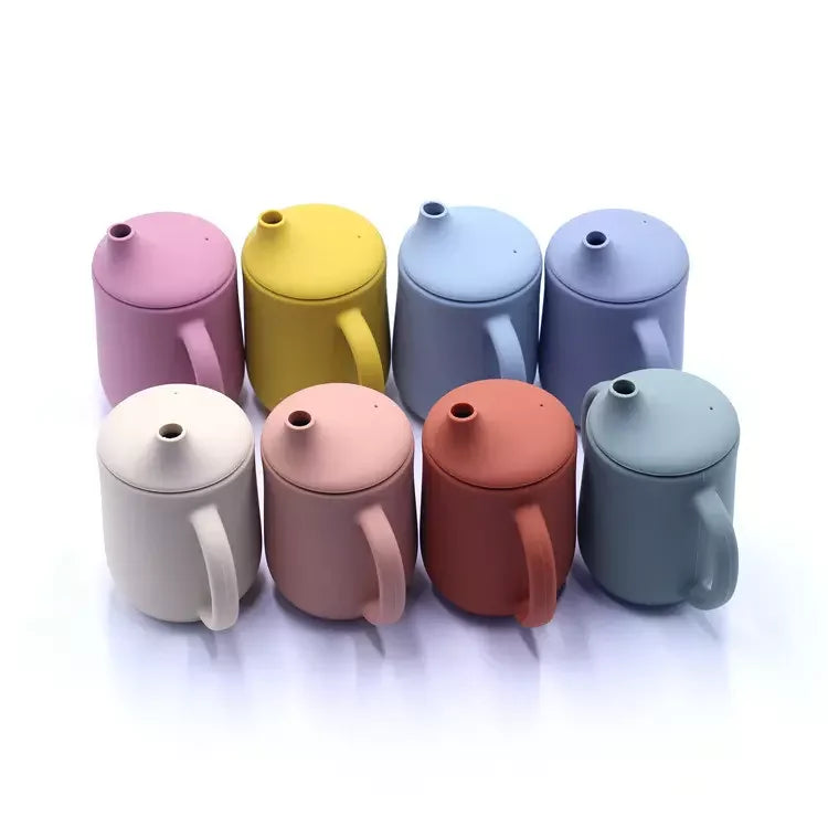 Food Grade Silicone Sippy Cups Leakproof Drinking Straw Cup Feeding Drinkware Nontoxic Cup Tableware BPA FREE