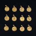 18K Gold Plated Stainless Steel Queen Pendant Coin 12 Month Flowers Zodiac Charm Pendant for Necklace for Jewelry Making