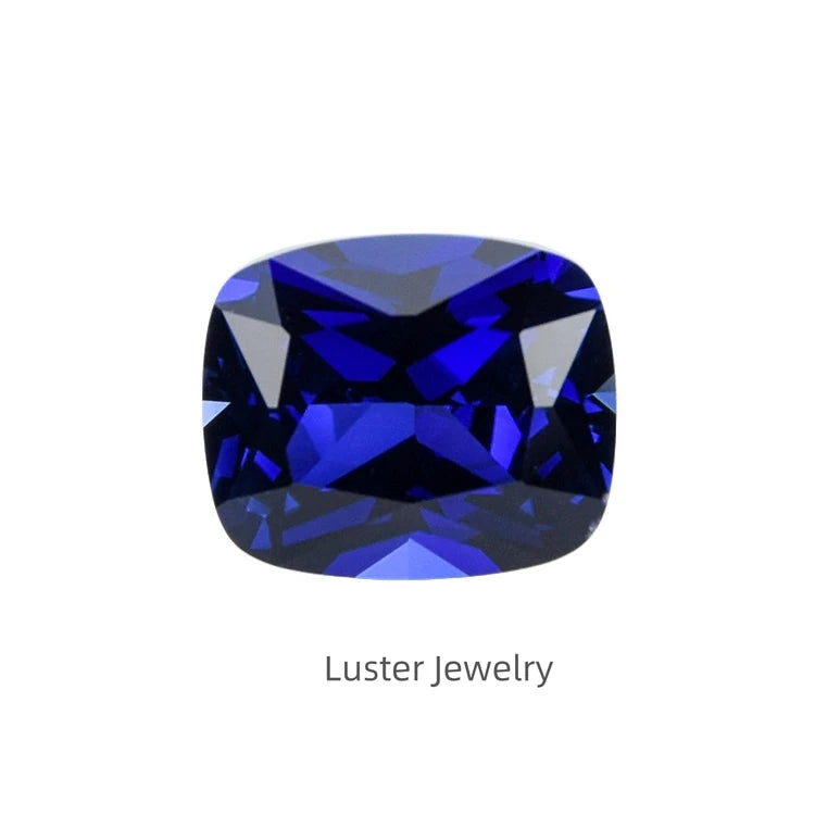 Luster Jewellery Customize Cushion Cut Loose Lab Created Sapphire Gemstones Blue Waxed/Oiled Color Play/Fire
