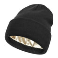 Custom Unisex Breathable High Elasticity Solid Color Knit Skull Cap Winter Thermal Knitted Acrylic Beanie Hat with Satin Lining