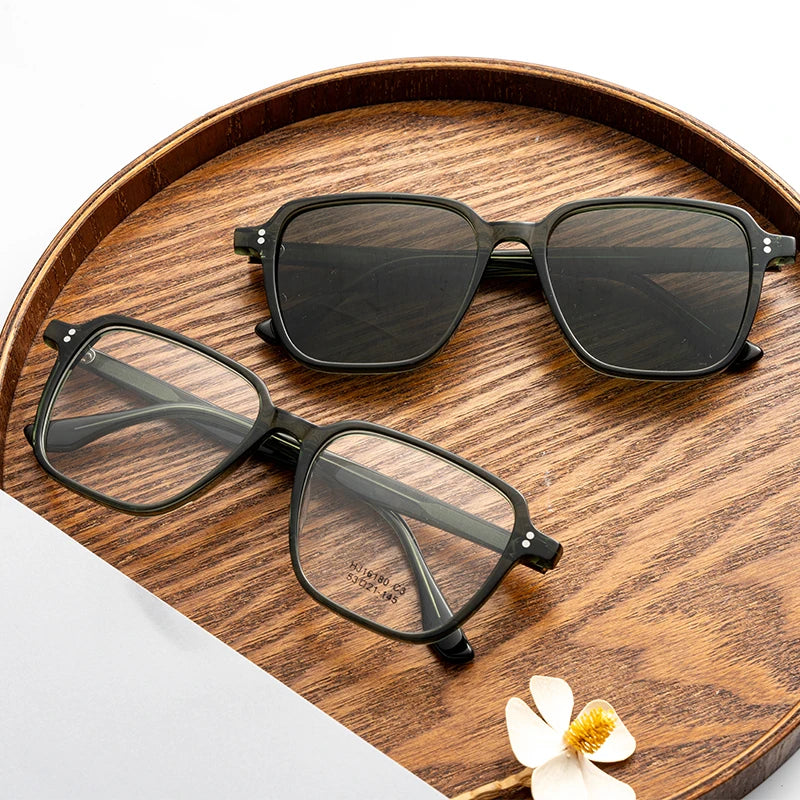 OEM Vintage Retro Big Square Oculos Women Mirror Colorful Green Acetate Sun Glasses Sunglasses