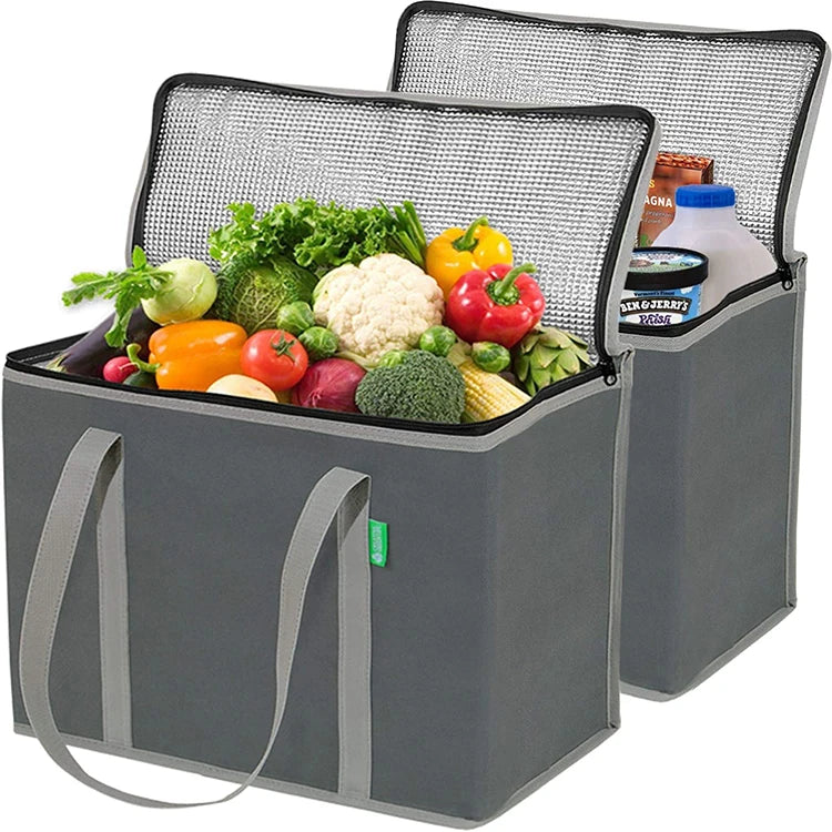 Custom Cooling Bag Insulated Reusable Grocery Bag Large Heavy Duty Non Woven Cooler Bag for Food