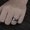 Hip Hop Stainless Steel Ring Fashion Skull Head Simple Geometry Black Men Ring