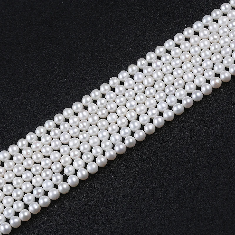 Loose Round 6-7mm White Freshwater Pearl Beads Strand