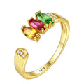 Daidan Colorful Rings 18K Multicolor Silver Adjustable Zirconia Trendy Gold Plating Rings