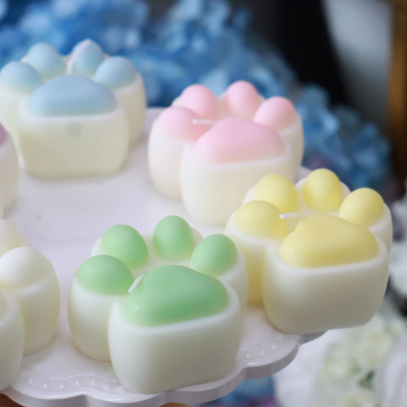 TG080 Wholesale Scented Candles Multi-color Cat Claw Candle Soy Wax Birthday Candle for Wedding Birthday Gift Set