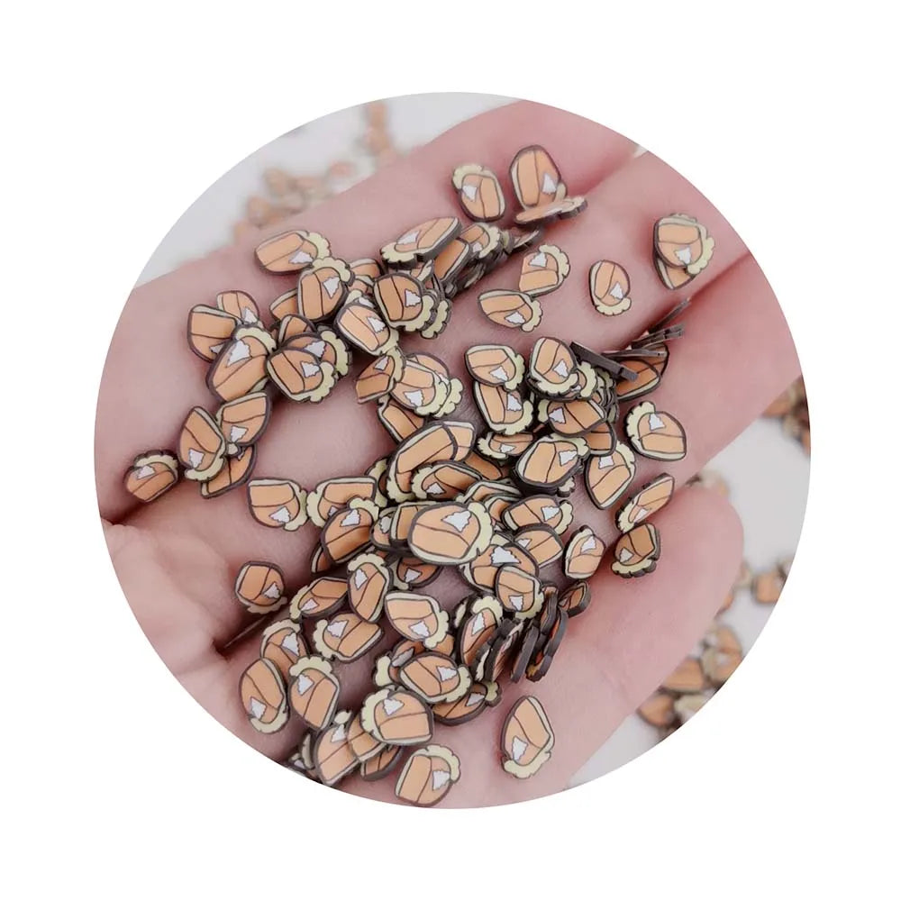 Cute Food Slime Supplies Pumpkin Pie Polymer Clay Slices for DIY Crafts Tumbler Filling/Nail Art/Scrapbook Decoration