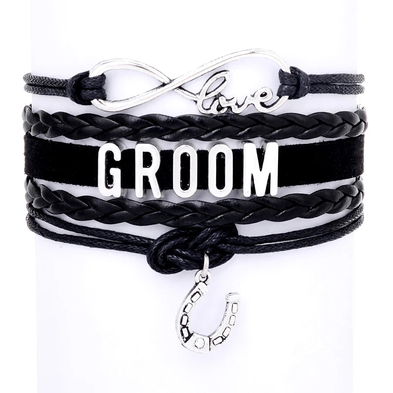 Manufacturer Infinity Love Horse Groom Bracelets Horseshoe Horse Shoe Charm Wrap Leather Bracelet