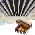 Mall Strip Design Metal Baffle Ceiling U-Shaped Wood Grain Aluminium False Suspended Ceil Soundproof for Decor