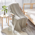 NY Warm Soft Chunky Tassel Cotton Knitted Throw Blanket Modern for Sofa Bed Home Decoration Travel