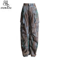 Y2k Clothes Jeans for Women High Waist Loose Patchwork Pockets Causal Cargo Wide Leg Pants