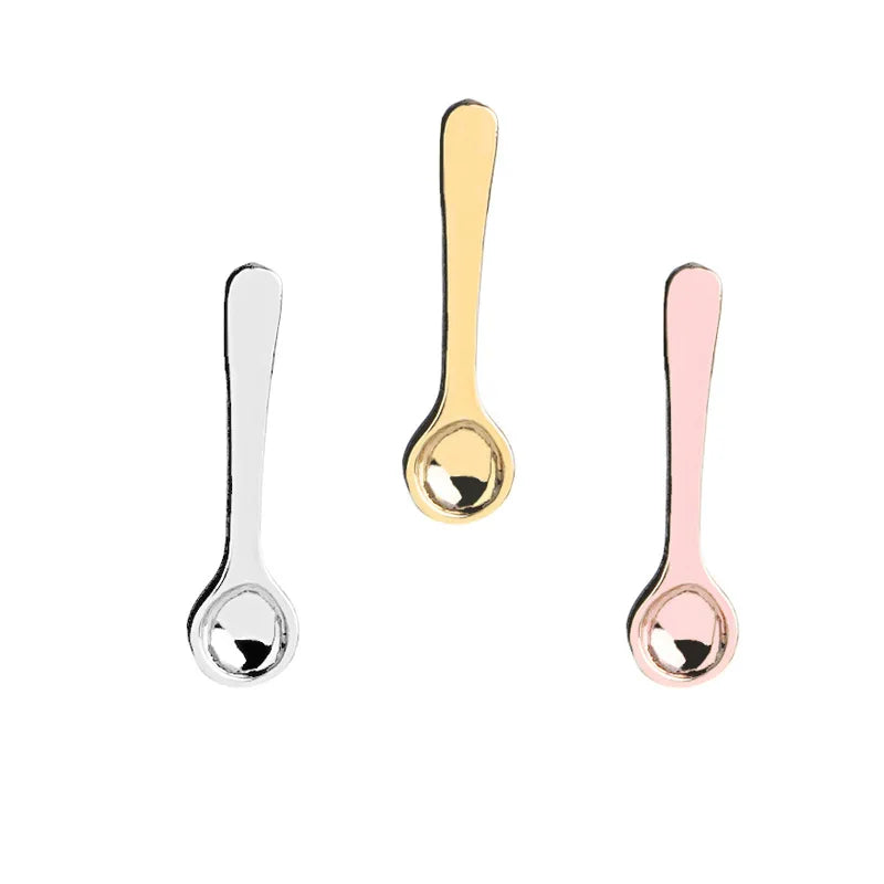 Retro Creative Rose Gold Silver Alloy Enamel Coffee Spoon Chef Jewelry Restaurant Waiter Lapel Pin Badge Hat Shirt Bag Gifts