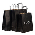 Wit En Bruin Eco-Friendly Kraft Paper Gift Bag with Patch Handle Custom Logo Printing Food Packaging Custom Size Available