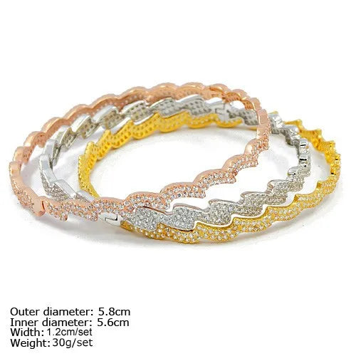 3 in 1 Hand Bracelet Set Stacking Silver Bangles Latest Designs Gold Silver Rose Gold Bangles