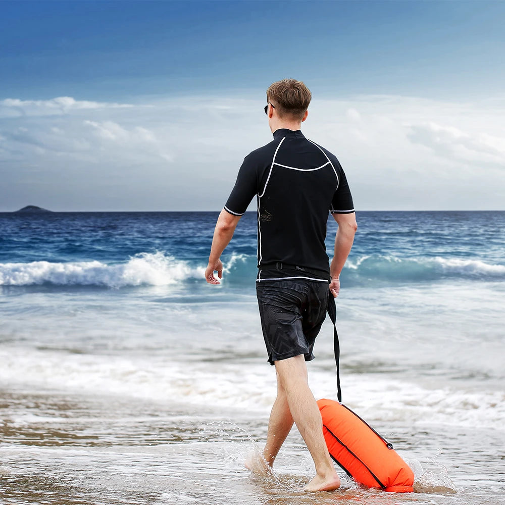 210T Nylon with 0.28mm PVC Film Safety Swimming Inflatable Buoy for Open Water Swimming and Triathletes