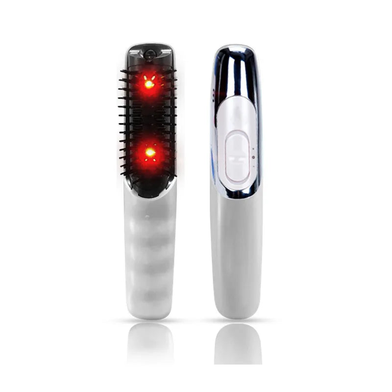New Wholesale Hand-held Electric Head Hair Brush Massager Vibrator Comb White Power Battery Plastic Massage Comb
