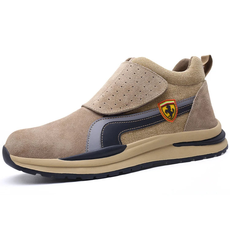 Women Men's Lightweight Suede Sneakers Slip-Resistant Safety Work Boots Steel Toe Autumn Winter Comfort White Black