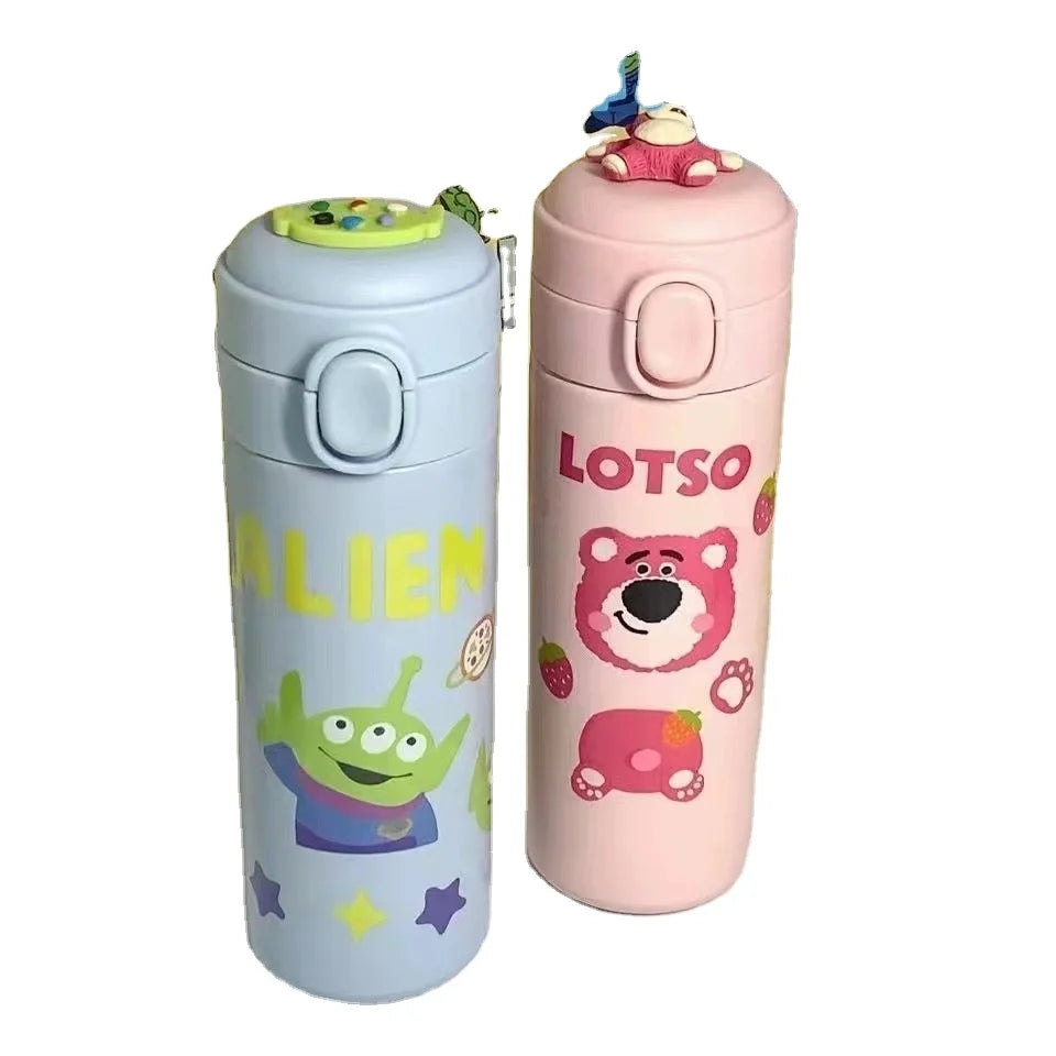 Madou Cute Cartoon Stainless Steel Vacuum Thermos Cup for Kids Insulated Water Bottles with Straw DIY Logo for Camping Students