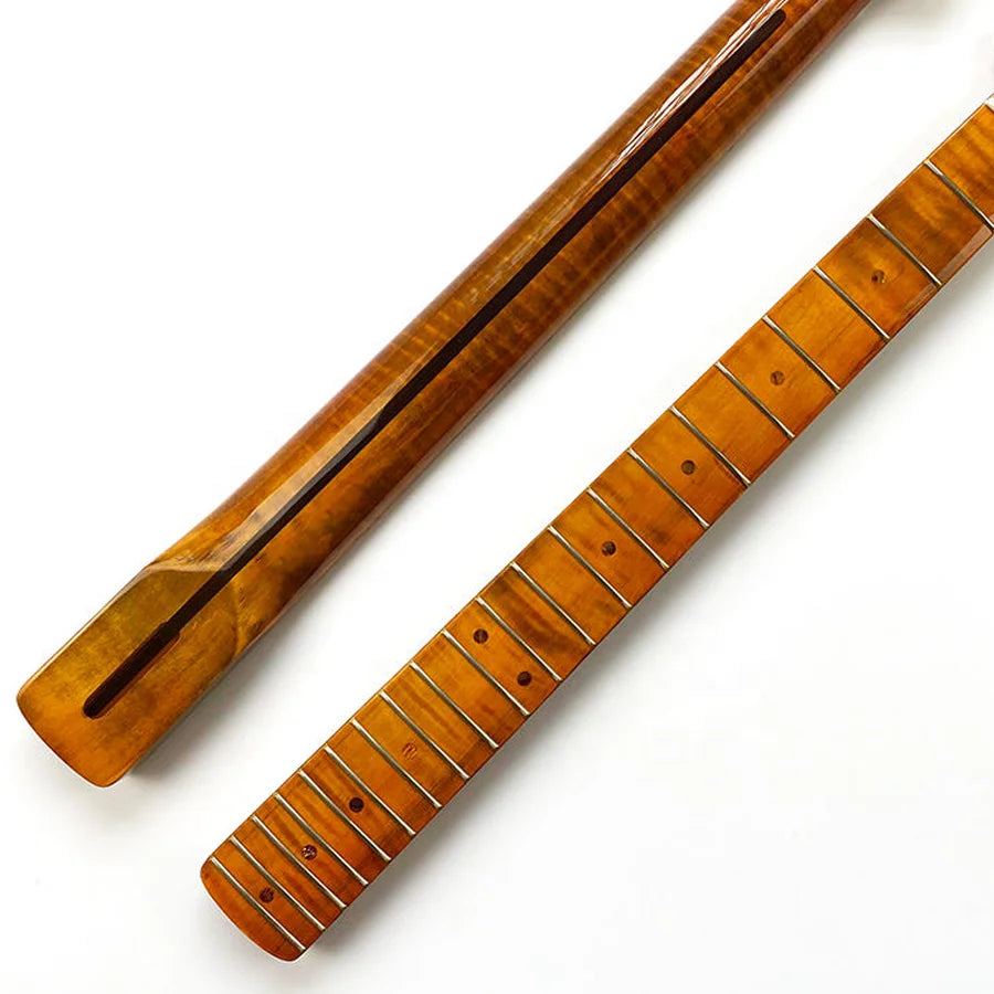 Yasen DIY Guitar Kits 21 Fret Dark Brown Tiger Flame Maple ST Electric Guitar Necks with Good Price