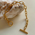 Aretas Wholesale Jewelry Paperclip Chain Bracelet Stainless Steel Gold Plated OT Toggle Thick Link Chain Bracelets for Women