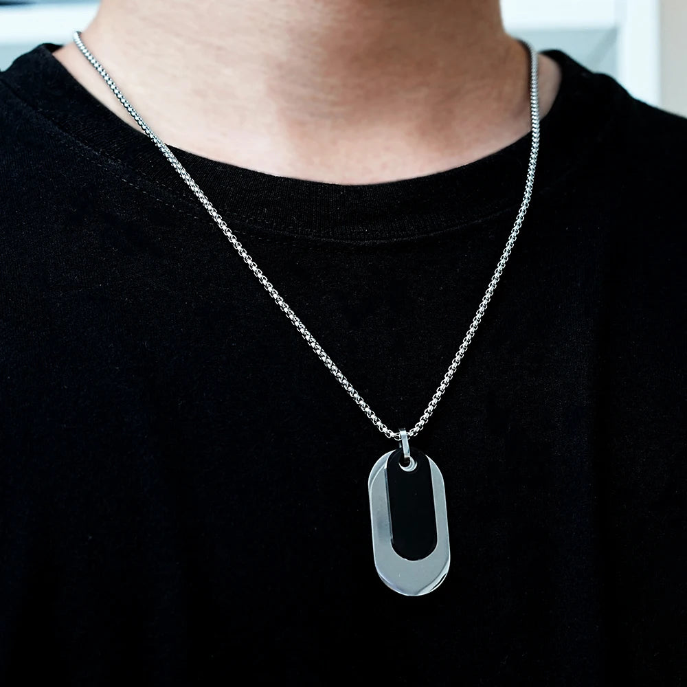 Hip Hop Colares Masculinos Custom Brand Logo Dog Tags Pendant Stainless Steel Men Necklace