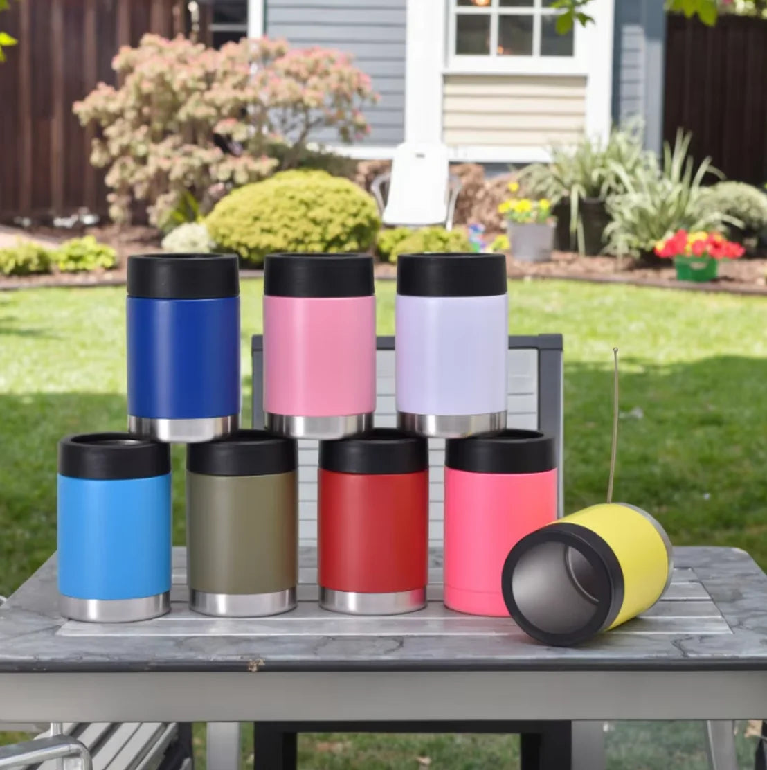 12oz 304 Stainless Steel Double-Layer Vacuum Insulated Beer Cup 360ml Cold Storage Can 12oz Bottle Opener for Travel Cola Can