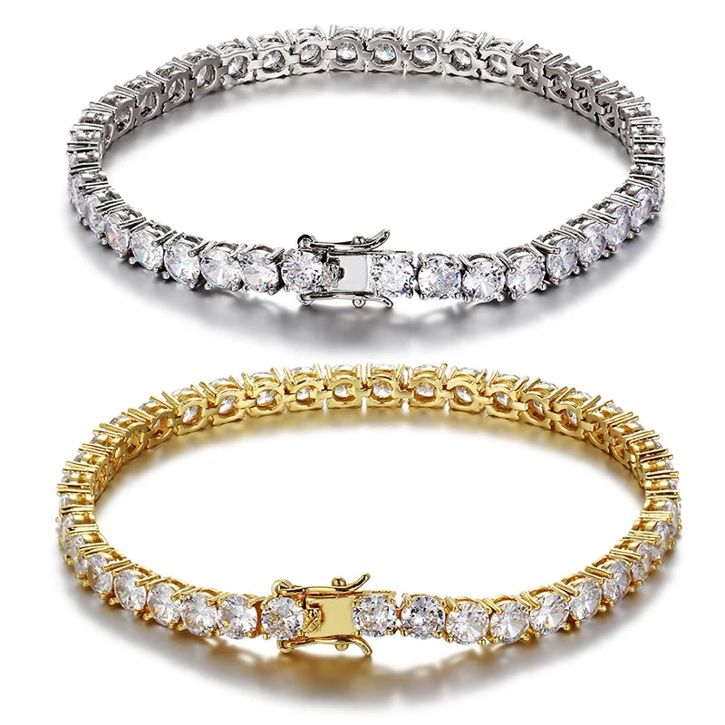 Gold Plated Hip Hop Diamond CZ Tennis Bracelets Cubic Zirconia Women Tennis Bracelets