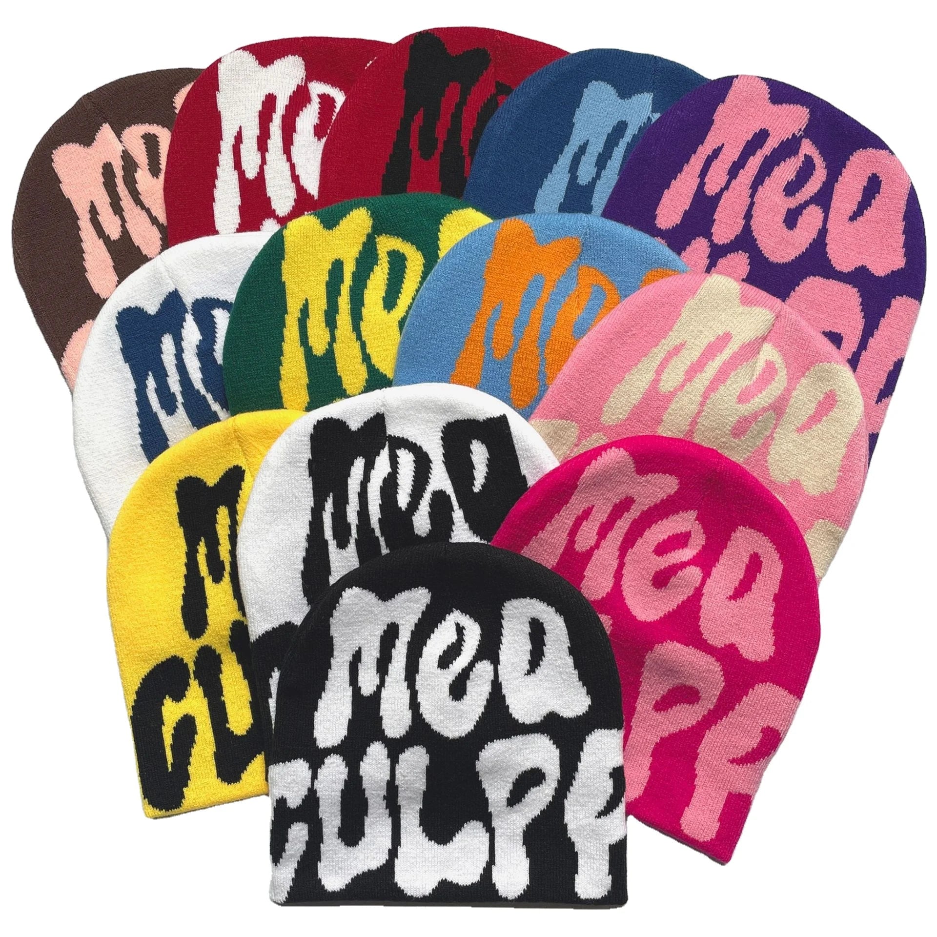 Acrylic Ski Custom logo Jacquard Crochet Y2k Beanie Street Wear Hat Skull Cap Winter Hat Warm Knitted Cap Graphic Beanie Hats