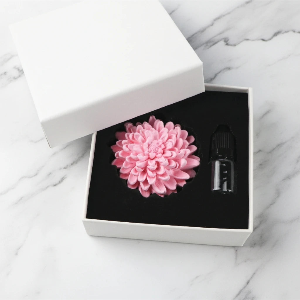 Wholesale Stocked Handmade Pink Porcelain Flower Ceramic Aroma Plaster Air Freshener Scented Fragrance Essential Oil Diffuser