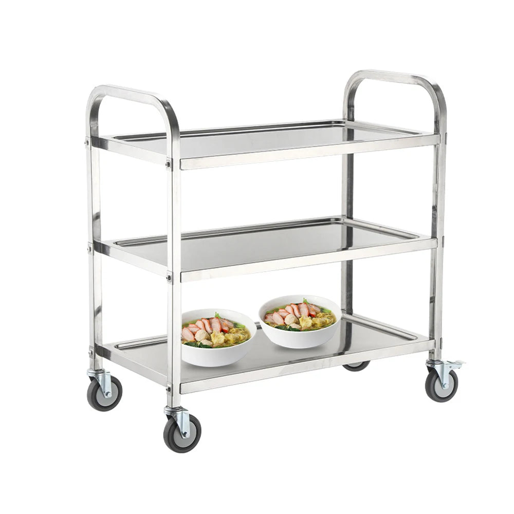 Hotel & Restaurant Supplies Stainless Steel Food Serving Trolley Cart with Wheels