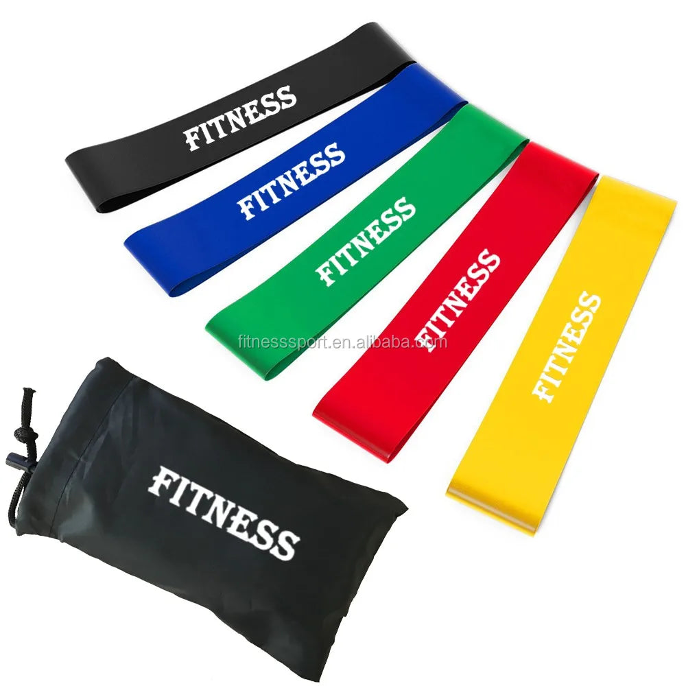 Custom Logo Workout Bands Resistance 5pcs Natural Latex Exercise Resistance Bands Set