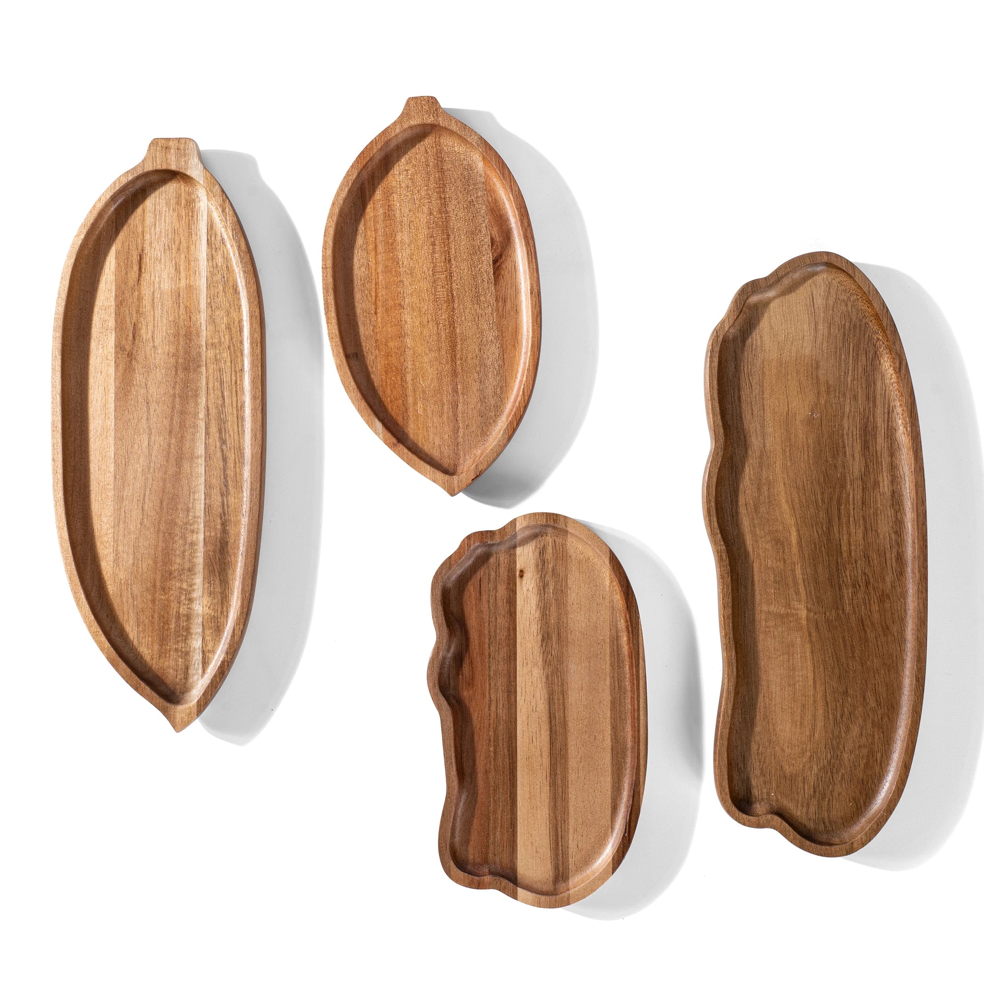Eco-friendly Acacia Wood Serving Trays Clouds/Leaf Shaped Wooden Plate for Decor Food Charcuterie Bread Snacks Picnic