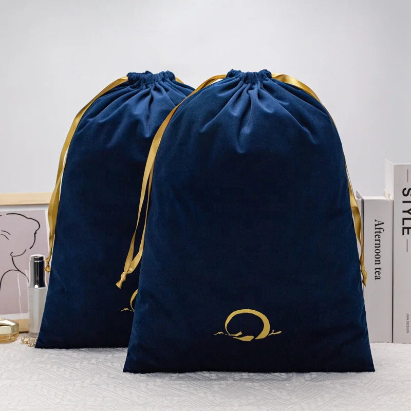 Custom logo Printing  Soft Light Plush Velvet Pouch Packaging Velvet Pouch for Handbags Shoes Clothes Dust Bag