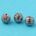 9.8mm S925 Antique Silver Straight Grain Ball Pumpkin Spacer Beads for Jewelry Making Finding