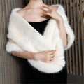 Jtfur Wholesale Women Faux Fur Shawls Stripe Warm Autumn Winter Evening Party Sweater Cape for Bridal Wedding