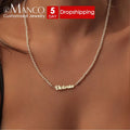 Drop Shipping EManco Personalised Customized English Name Necklace Women's DIY Stainless Steel Imitation Pearl Trendy Link