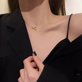 Sweet Gift Romantic Geometric Thin Choker Necklace Gold Hollow Double Heart Pendant Chain Link Necklace  for Women