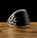 New Handmade Paint Embossed Pattern Black Wholesale Vintage a Men Self Defense Stainless Steel Rings for Men Wholesale