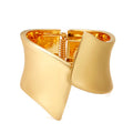 Gold Plated Women's Fashion Bracelet Chunky Opening Wide-Grooved Wire Statement Bangles Stylish Jewelry