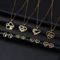 Stainless Steel Mama Letter Necklace Fashion Earrings Set Flower Heart Children Shape Hollow Mom Necklace Set for Mother Gifts