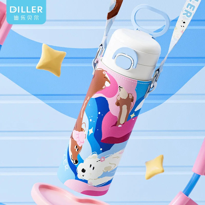 Hot Selling 520ml 316 Stainless Steel Vacuum Insulated Leakproof Children's School Water Bottles Cartoon Thermos Customized Logo