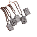 Personalized Stainless Steel Necklace for Men and Women Square Silver Initials 26 A-Z Pendant Link Chain Type