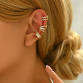 Trendy High-End Minimalist Copper Clip-on Earrings Set New Fashion INS-style Geometric Multi-style Women's Gift