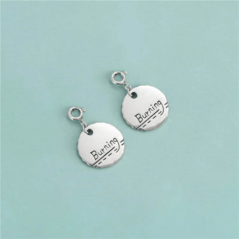 Wholesale 925 Sterling Silver Antique Silver Letter Round Pendant for Necklace Jewelry Making Supplies