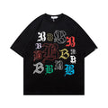 Custom Wholesale High-quality 100% Cotton Hip Hop Graffiti Alphabet Print Niche Couple Loose Short Sleeve T-shirt Men