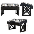 Wholesale Luxury 15 Tilted Adjustable Elevated Dog Bowls Adjustable Raised Dog Bowl with 2 Stainless Steel Dog Food Bowls