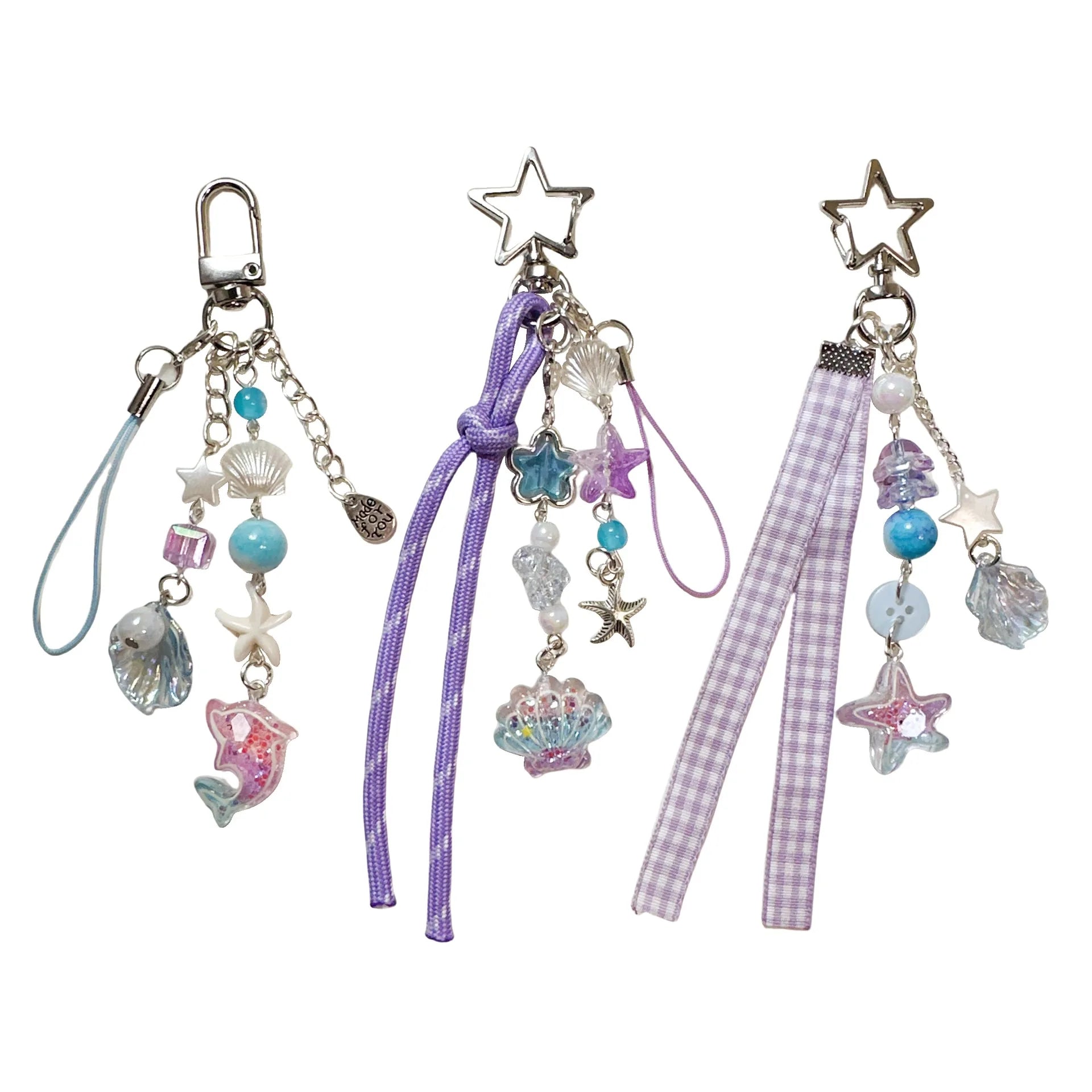 Purple Marine Creature Beaded Keychain Versatile and Unique Spice Girl Bag Pendant Mobile Phone Chain Pendant