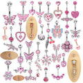 14G Stainless Steel Butterfly Navel Belly Button Rings Women Fashion Belly Button Ring Piercing Body Piercings Jewelry Pink