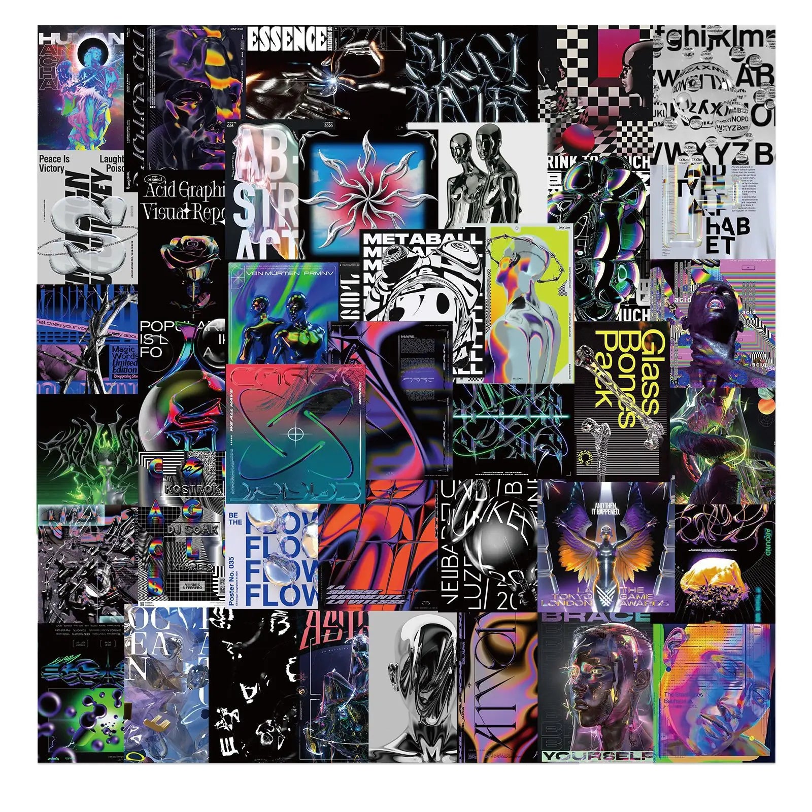 48PCS Fashional japanese cool harajuku sticker for Motorcycle Notebook Computer Guitar decorative