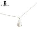 Simple Design S925 Sterling Silver Wave Necklace with Silver Shell Pendant Cool Seaside Collar Chain for Women